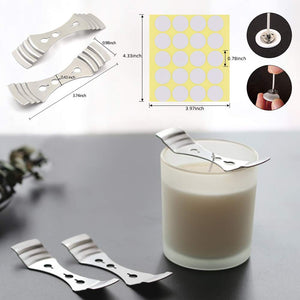 DIY Candle Making Set, 600ml Pouring Pot with Scale+100pcs Candle Wicks+20pcs Wood Candle Wicks with Metal Stands+100pcs Sticker+3pcs 3-Hole Holders+Stirring Spoon+3pcs Aluminum Molds, Low Smoke, [product_type], Yatuela, resinartbysheri, [variant_title],