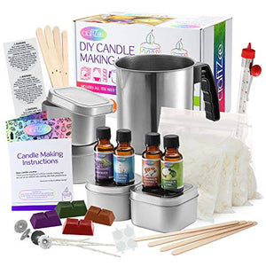 Complete DIY Candle Making Kit Supplies ? Create 4 Large Scented Soy Candles ? Full Beginners Set Including 2 LB Wax Rich Scents Dyes Wicks Melting Pitcher Tin Containers and More, Candle, resinartbysheri, resinartbysheri, [variant_title],