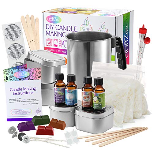 Complete DIY Candle Making Kit Supplies ? Create 4 Large Scented Soy Candles ? Full Beginners Set Including 2 LB Wax Rich Scents Dyes Wicks Melting Pitcher Tin Containers and More, Candle, resinartbysheri, resinartbysheri, [variant_title],