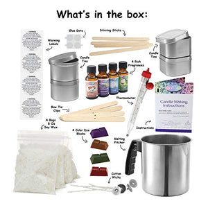 Complete DIY Candle Making Kit Supplies ? Create 4 Large Scented Soy Candles ? Full Beginners Set Including 2 LB Wax Rich Scents Dyes Wicks Melting Pitcher Tin Containers and More, Candle, resinartbysheri, resinartbysheri, [variant_title],