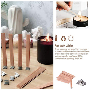 Wood Candle Wicks 50Pcs Natural Environmentally-Friendly Wick 6mm 8mm 12.5mm 13mm Wooden Candles Wick With Sustainer Tab Stands Candle Wick Core For DIY Craft Candle Making Supplies Soy Paraffin Wax, [product_type], resinartbysheri, resinartbysheri, [variant_title],