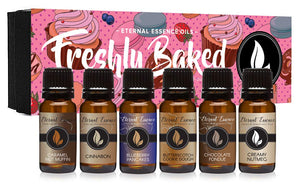 Freshly Baked - Gift Set of 6 Premium Fragrance Oils - Blueberry Pancakes, Caramel Nut Muffin, Butterscotch Cookie Dough, Cinnabon, Chocolate Fondue, Creamy Nutmeg - Eternal Essence Oils, Candle, resinartbysheri, resinartbysheri, [variant_title],