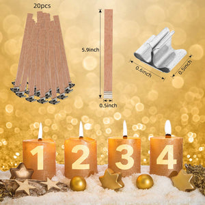 DIY Candle Making Set, 600ml Pouring Pot with Scale+100pcs Candle Wicks+20pcs Wood Candle Wicks with Metal Stands+100pcs Sticker+3pcs 3-Hole Holders+Stirring Spoon+3pcs Aluminum Molds, Low Smoke, [product_type], Yatuela, resinartbysheri, [variant_title],