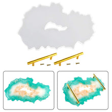 Iriisy Large Tray Resin Mold Platter Silicone Mold with 2pcs Gold Metal Handles, Hollow Irregular Geode Agate Coaster Epoxy Casting Mold for DIY Making Faux Agate Tray, Serving Board, Home Decoration, resin, Iriisy, resinartbysheri, [variant_title],