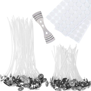 Candle Making Kit 100 Pieces Pre Waxed Candle Wicks with Dots Wick Stickers and Wick Holder Sustainer, [product_type], resinartbysheri, resinartbysheri, [variant_title],