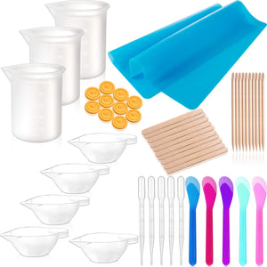 49 Pieces Resin Tools Set, Include A3 Large Silicone Sheet, 100 ml Measuring Cups, Silicone Mixing Cups, Wooden Sticks Mixing Spoons for Epoxy Resin Crafts Painting Supplies, resin, resinartbysheri, resinartbysheri, [variant_title],