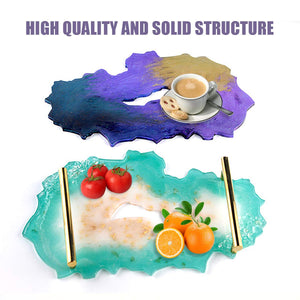 Silicone Coaster Molds for Resin Casting, Epoxy Resin Mold Irregular Tray Mold, 1pcs Geode Agate Tray Molds & 2pcs Gold Handles for DIY Crafts Tray Home Decoration, resin, CODACE, resinartbysheri, [variant_title],