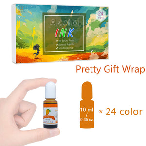 Alcohol Ink Set - 24 Vibrant Colors Alcohol-based Ink for Resin Petri Dish Making, Epoxy Resin Painting - Concentrated Alcohol Paint Color Dye for Resin Art, Tumbler Making, Painting - 24 x 10ml/.35oz, resin, DecorRom, resinartbysheri, [variant_title],