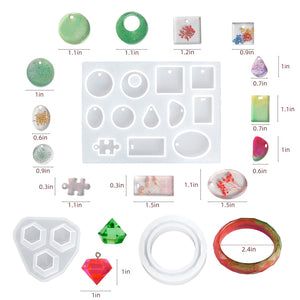 Silicone Resin Mold for Jewelry Casting,DIY Crystal Pendant Epoxy Resin Making Kit for Resin Casting Beginner (174pcs), resin, resinartbysheri, resinartbysheri, [variant_title],