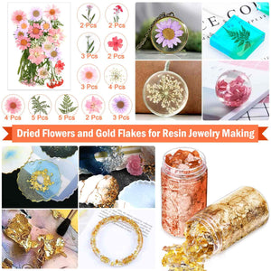 Resin Jewelry Making Supplies Kit, Thrilez Resin Decoration Kit with Resin Glitter, Gold Foil Flakes, Dried Flowers, Mylar Flakes, Resin Accessories and Supplies for Resin, Slime, Nail Art, DIY Craft, resin, Thrilez, resinartbysheri, [variant_title],