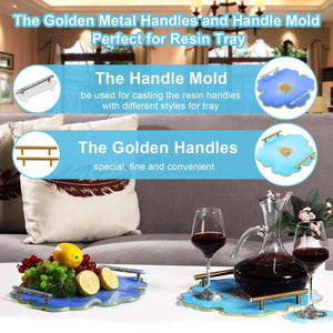Large Resin Silicone Mold, 1pc Flower Tray Mold for Resin Casting, 4pcs Coaster epoxy Molds, 1pcs Handle Mould and 2pcs Golden Hanldes for Serving Tray, DIY Crafts and Holiday Gifts (8pcs), [product_type], HURIANIC, resinartbysheri, [variant_title],