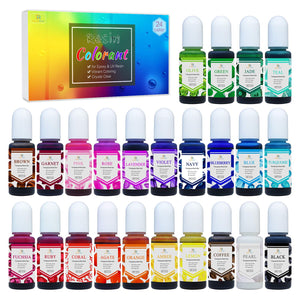 24 Color Epoxy UV Resin Pigment - Crystal Transparent Epoxy Resin Dye for UV Resin Coloring, DIY Resin Art Jewelry Making - Concentrated UV Resin Colorant for Paint, Tumbler, Craft - 0.35 oz/10ml Each, resin, DecorRom, resinartbysheri, [variant_title],