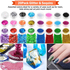Resin Jewelry Making Supplies Kit, Thrilez Resin Decoration Kit with Resin Glitter, Gold Foil Flakes, Dried Flowers, Mylar Flakes, Resin Accessories and Supplies for Resin, Slime, Nail Art, DIY Craft, resin, Thrilez, resinartbysheri, [variant_title],