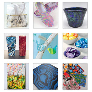 Marabu Easy Marble Paint Set | 22 Vibrant and Metallic Colors | x10 Wooden Marbling Tool for Marabu Marble Paint | 32 Pack Bundle