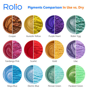 Rolio Mica Powder - 24 Colors x 10g/0.35oz - Epoxy Resin Color Pigment Powder for Slime, Clear Nail Polish, Makeup, Epoxy Resin, Candle Making, Bath Bombs, Soap Colorant, Cosmetic Grade, resin, Rolio Mica Powder, resinartbysheri, [variant_title],