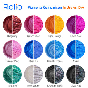 Rolio Mica Powder - 24 Colors x 10g/0.35oz - Epoxy Resin Color Pigment Powder for Slime, Clear Nail Polish, Makeup, Epoxy Resin, Candle Making, Bath Bombs, Soap Colorant, Cosmetic Grade, resin, Rolio Mica Powder, resinartbysheri, [variant_title],
